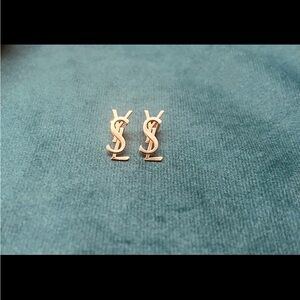 YSL Gold Logo Stud Earrings